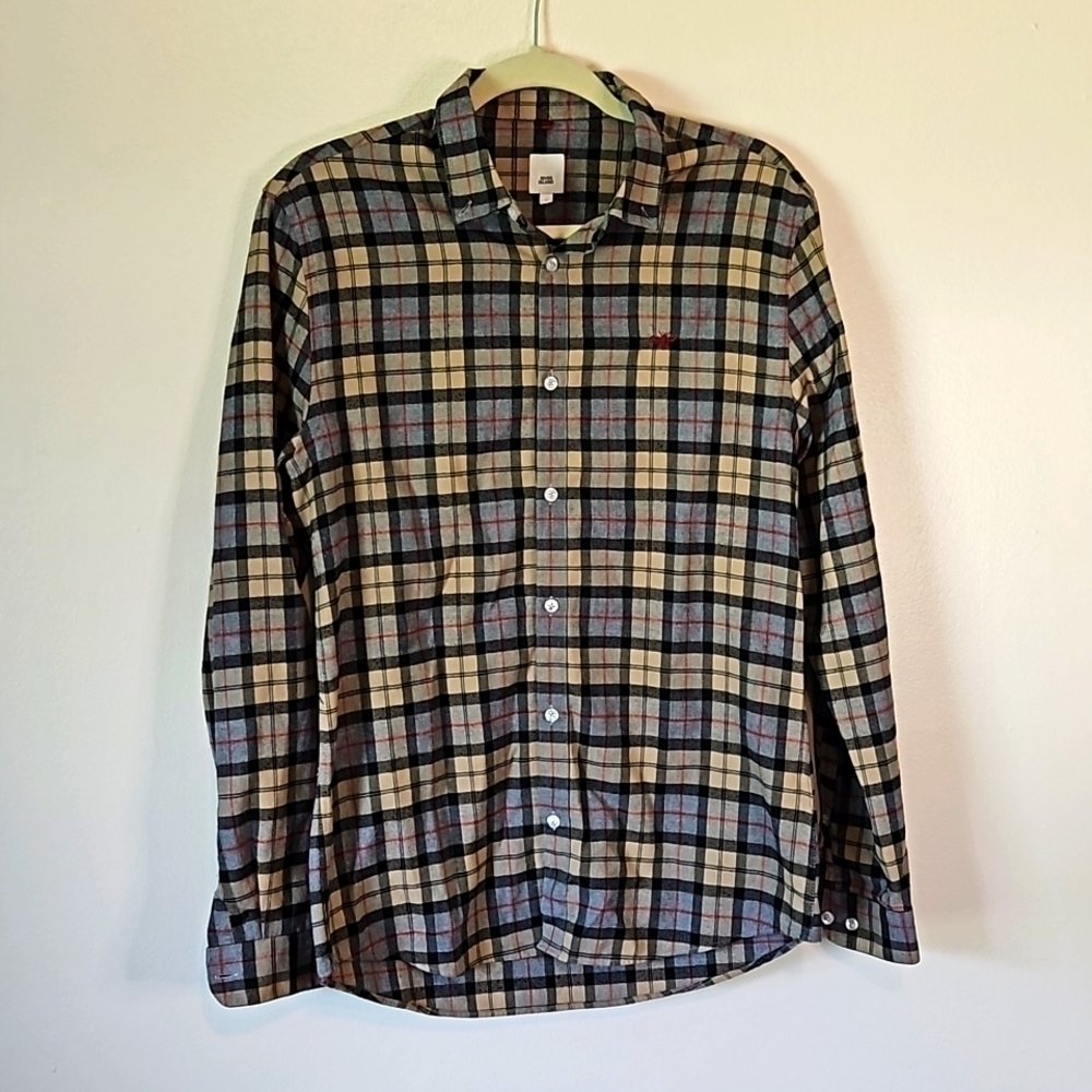 River Island Brown Black Plaid Long Sleeve Shirt Medium